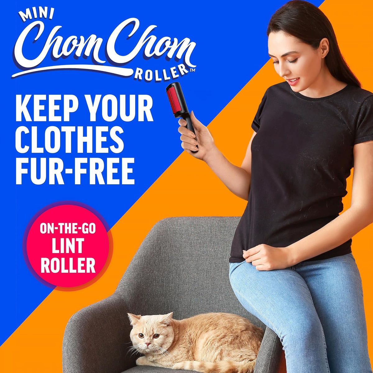 ChomChom Roller for Pet Hair - Reusable Lint Roller Pet Hair Removal Tool for Clothes, Couches