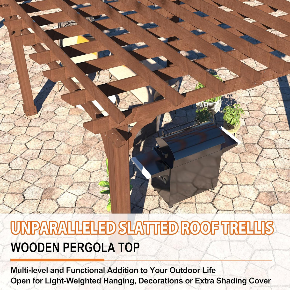 MUPATER 12x20 FT Retratable Wooden Pergola Gazebo for Patio Stakes, Quality Supported Structure