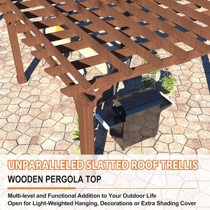 MUPATER 12x20 FT Retratable Wooden Pergola Gazebo for Patio Stakes, Quality Supported Structure