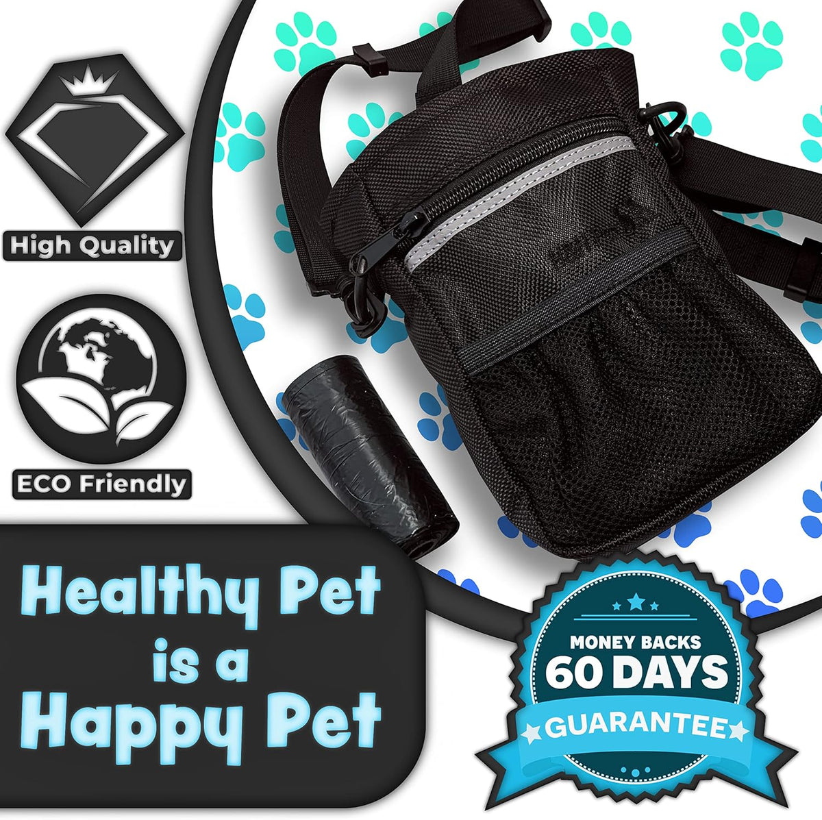 H&H Pets Dog Treat Pouch with Shoulder Strap, Waste Bag Dispenser, Dog Treat Pouch, Training