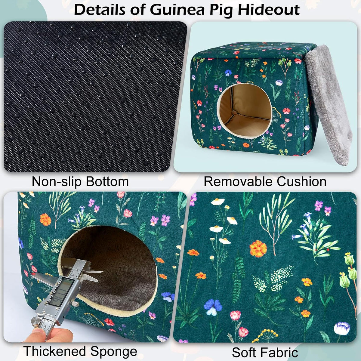 Bienbee Guinea Pig Hideout, Washable Guinea Pigs House Cozy Guinea Pigs Bed for Small Pet