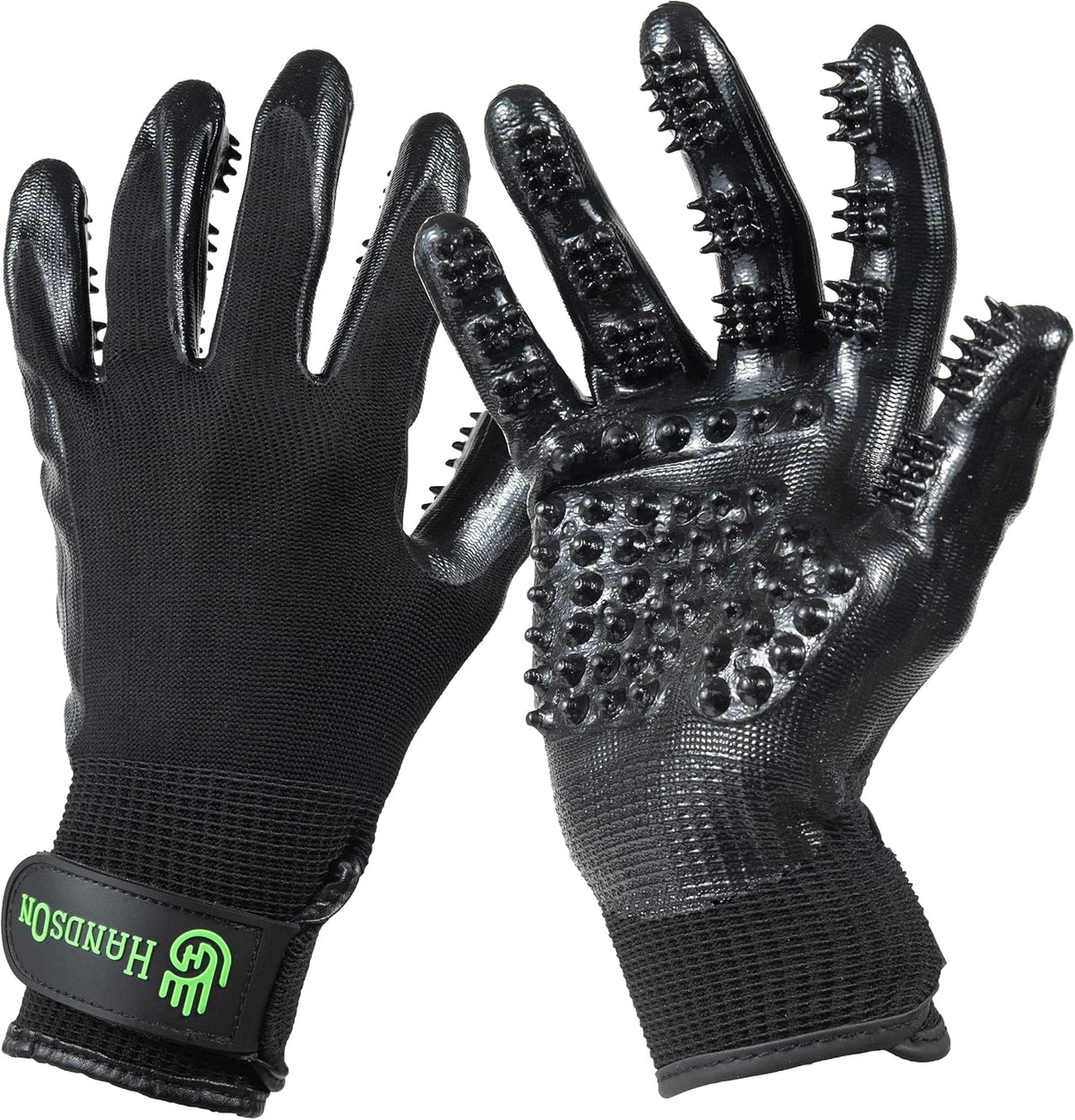 H HandsOn Pet Grooming Gloves - Patented #1 Ranked, Award Winning Shedding, Bathing, & Hair Remover