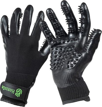 H HandsOn Pet Grooming Gloves - Patented #1 Ranked, Award Winning Shedding, Bathing, & Hair Remover