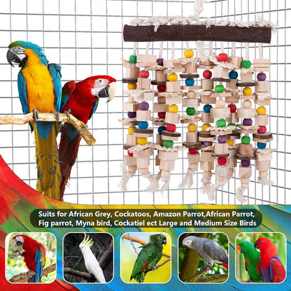 Deloky Large Bird Parrot Chewing Toy -Natural Wooden Blocks Bird Parrot Tearing Toys Suggested for