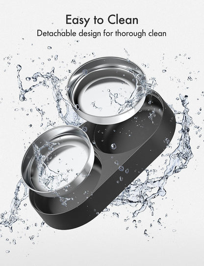 PETLIBRO Pet Food Splitter with Stainless Steel Bowls, Automatic Cat Feeder Bowls for Two Cats or