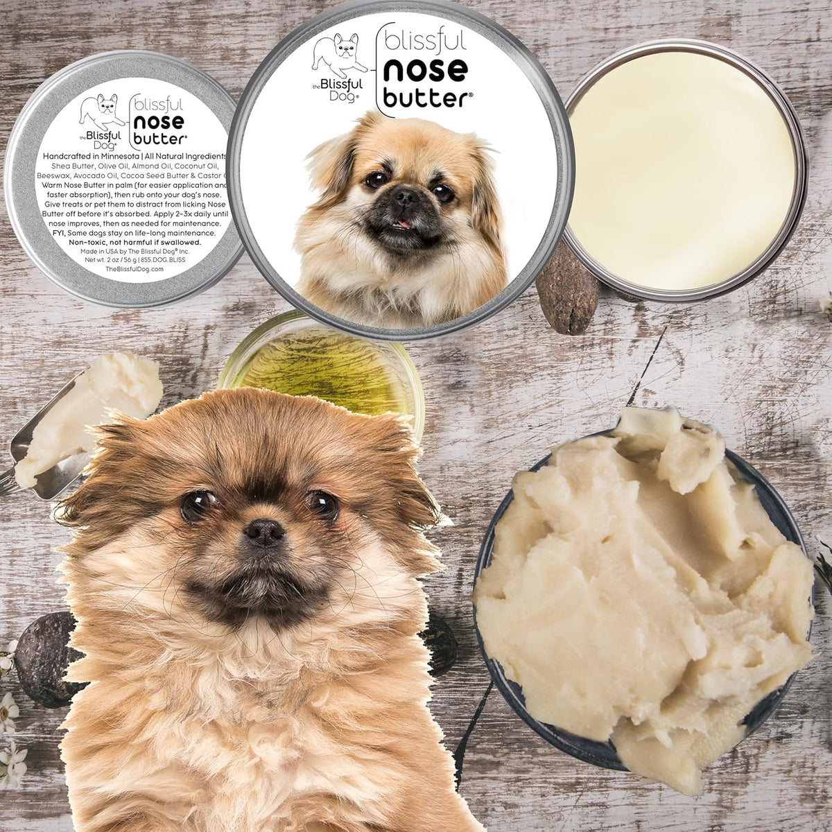 The Blissful Dog Tibetan Spaniel Nose Butter for Dry, Cracked Skin, Lick-Safe Dog Nose Balm with