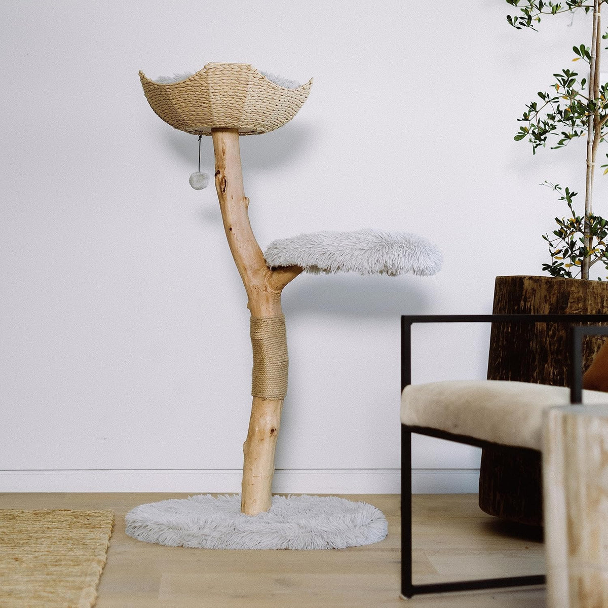 Wooden Cat Tree Tower, Modern Single Branch Cat Condo, Wood Cat Tree, Cat Climbing, Furniture for