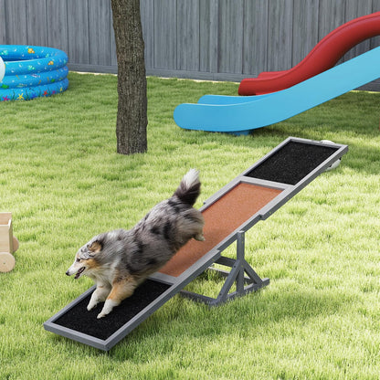 PawHut Wooden Dog Agility Seesaw for Training and Exercise, Platform Equipment Run Game Toy