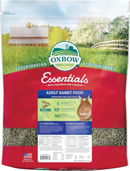 Oxbow Essentials Rabbit Food, Adult, Made with Oxbow Timothy Hay for Rabbit, Pet Pellets with