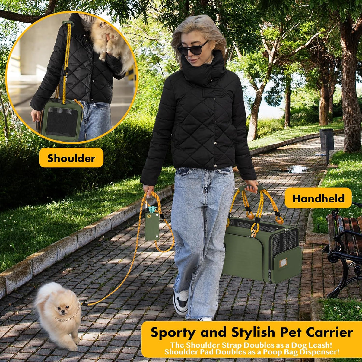 PAWZIDEA Expandable Soft-Sided Pet Carrier 18″×11″×11″, TSA Airline Approved Travel Bag for Small