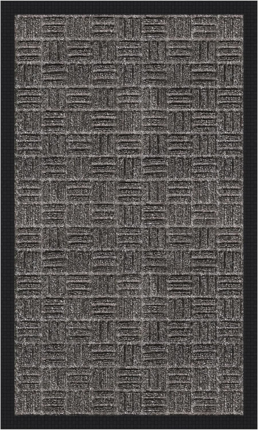 Indoor/Outdoor Hose-Wash Embossed Design Non-Slip Rubber 18" x 30" Modern Entryway Mat for