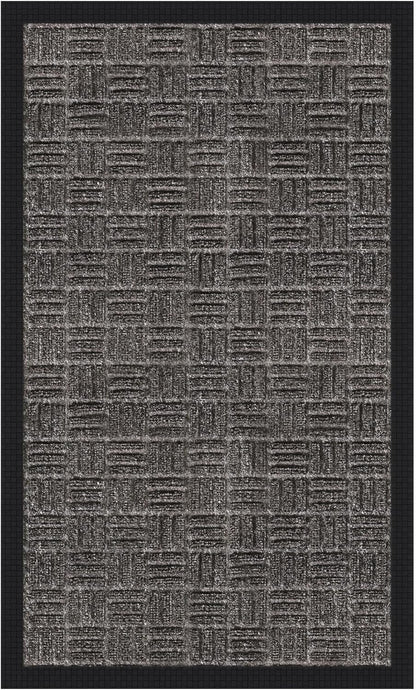 Indoor/Outdoor Hose-Wash Embossed Design Non-Slip Rubber 18" x 30" Modern Entryway Mat for