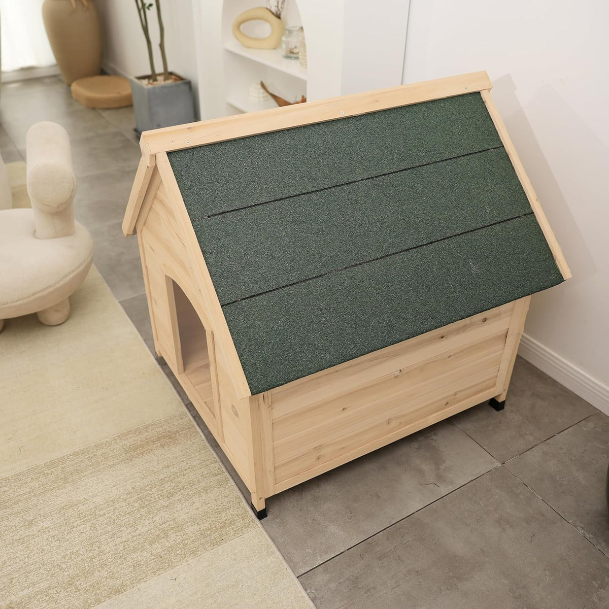 Solid Wood Dog House Comfortable Outdoor Shelter for Medium-Sized and Smaller Dog Sturdy, Durable