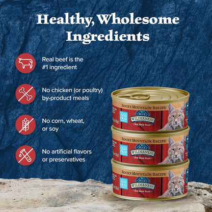 Blue Buffalo Wilderness Rocky Mountain Recipe Adult Wet Cat Food Paté, Chicken-Free & Grain-Free
