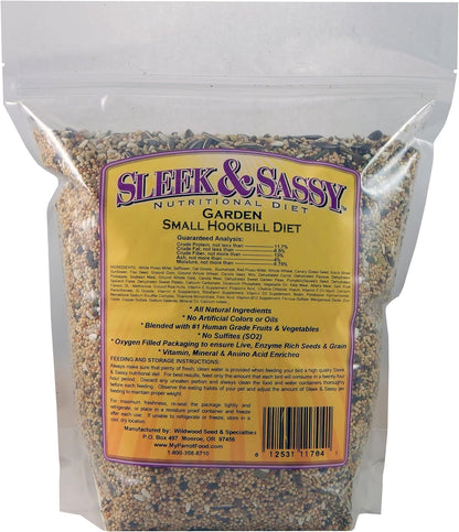 SLEEK & SASSY Garden Small Hookbill Bird Food for Cockatiels, Lovebirds, Quaker Parrots & Small