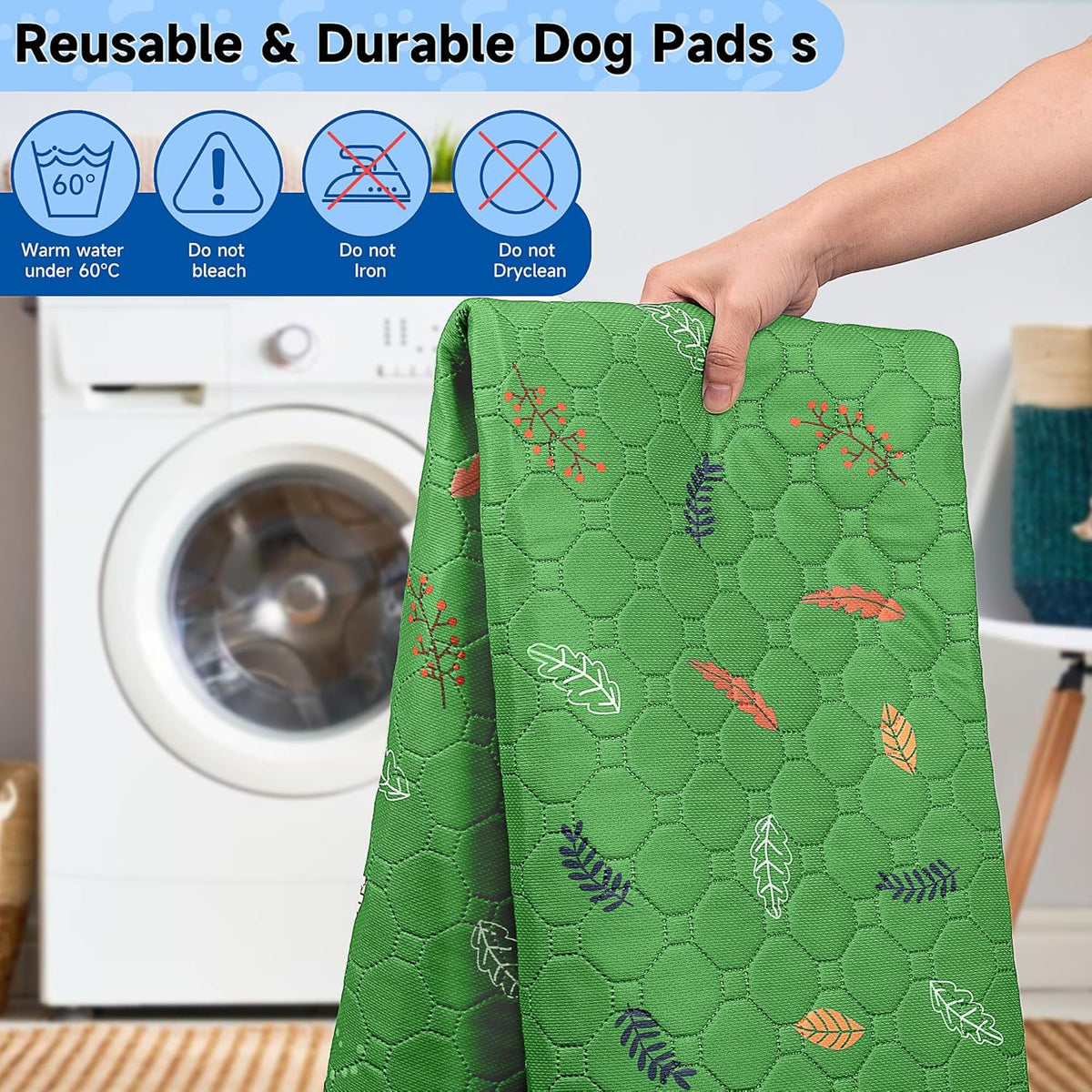 Sunheir Washable Pee Pads for Dogs Extra Large 48" x 60" 2-Pack, Reusable Puppy Pads Pet Training