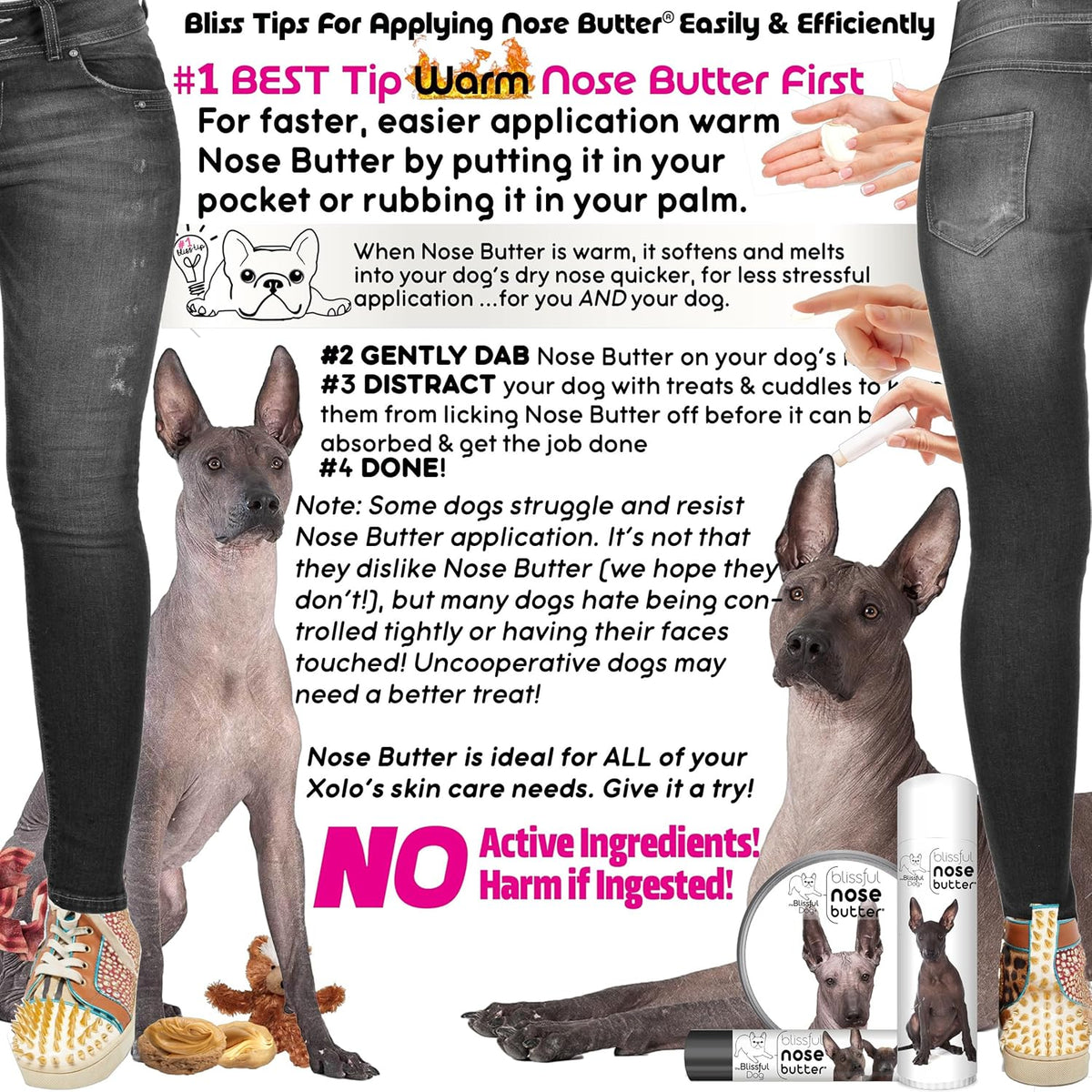 The Blissful Dog Xoloitzcuintli Nose Butter for Dry, Cracked Skin, Lick-Safe Dog Nose Balm with