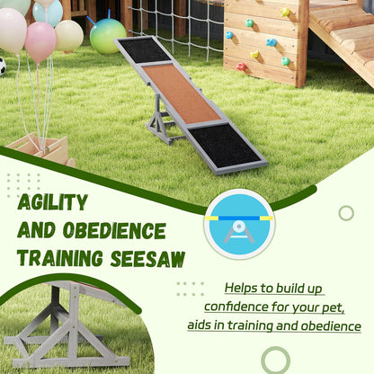 PawHut Wooden Dog Agility Seesaw for Training and Exercise, Platform Equipment Run Game Toy