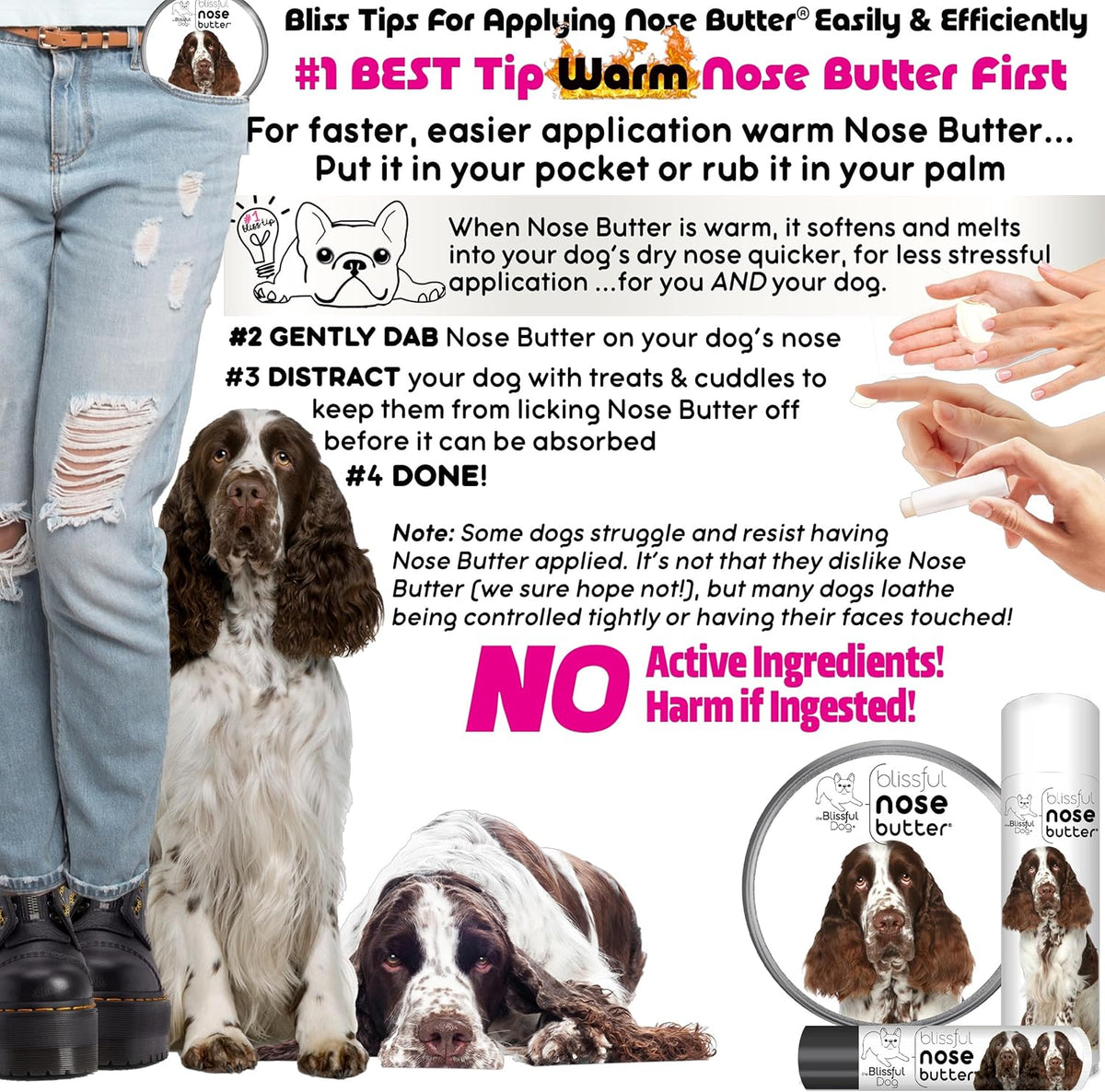 The Blissful Dog Springer Spaniel Nose Butter for Dry, Cracked Skin, Lick-Safe Dog Nose Balm with