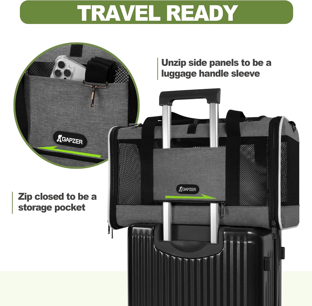Cat Carrier 18x11x11 Top Load Soft Pet Travel Bag Over 15 lbs, Collapsible Small Dog Puppy Crate 10