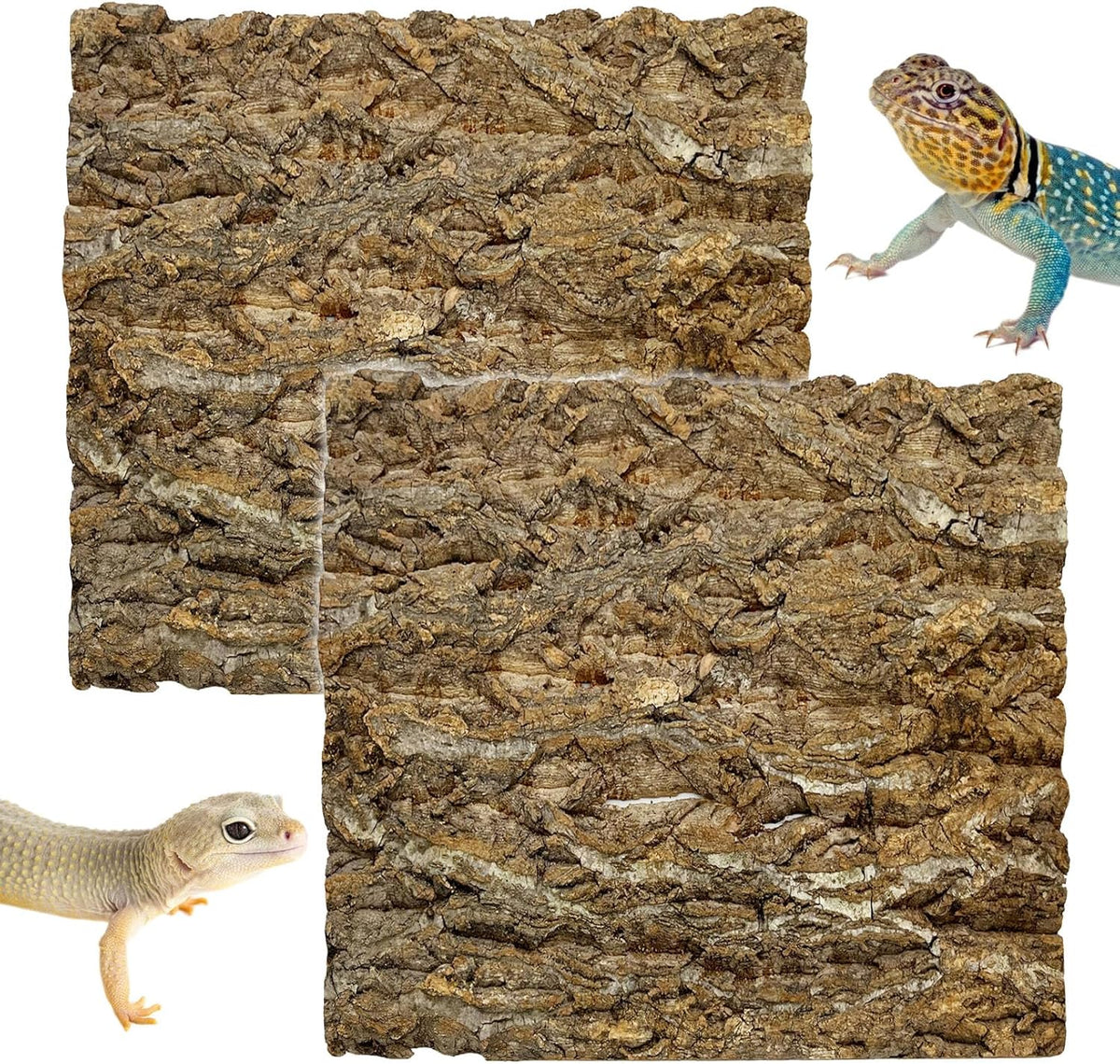 kathson 2Pcs 11.8” L x 11.8” W Cork Tile Background Bark Terrarium Backdrop Wall Decor Cork Bark