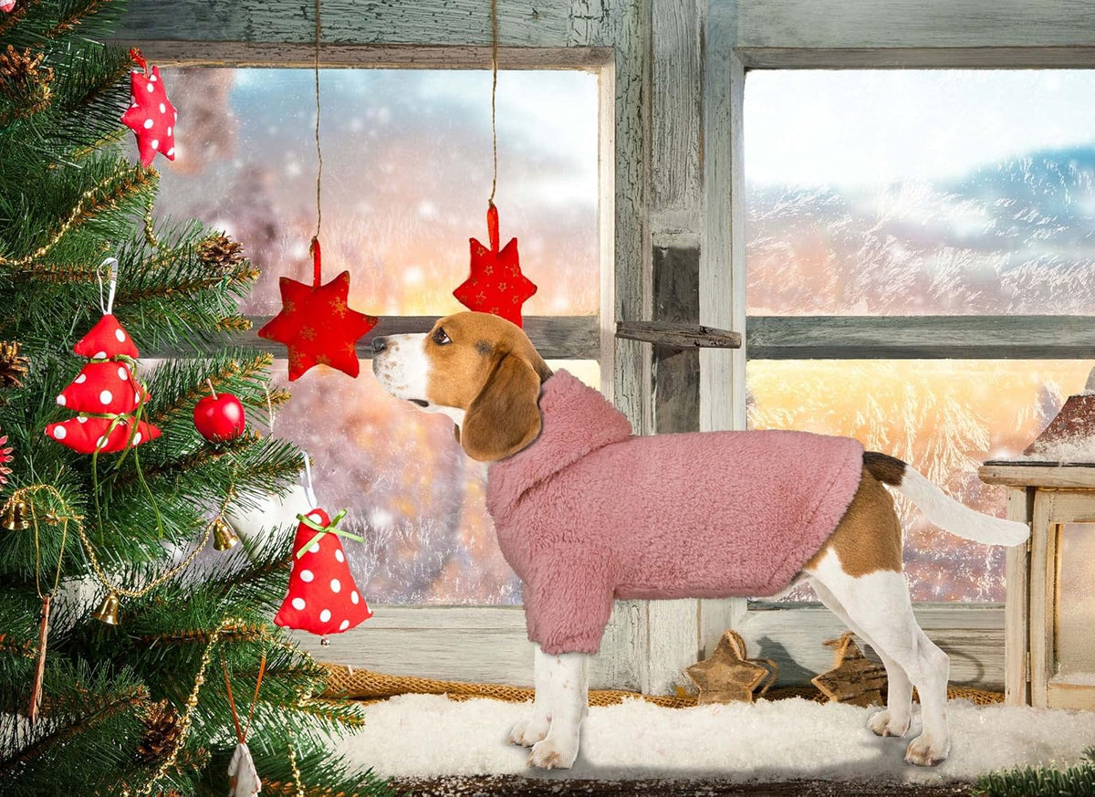 Fuzzy Dog Sweaters for Medium Dogs Dog Hoodie Sweater Clothes Warm Soft Cozy Pet Coats Hooded