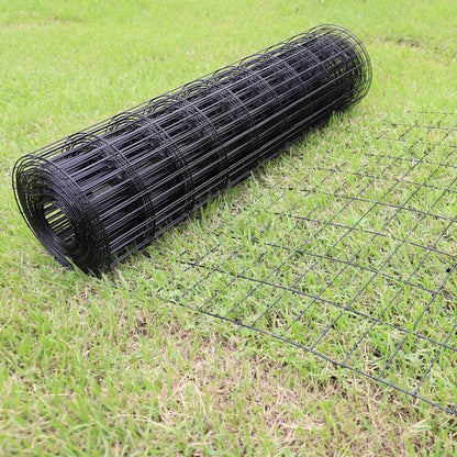 Black PVC Coated Welded Wire Fence 48 Inch x 50 Foot, 2 Inch x 4 Inch 14GA, Garden Border Fencing
