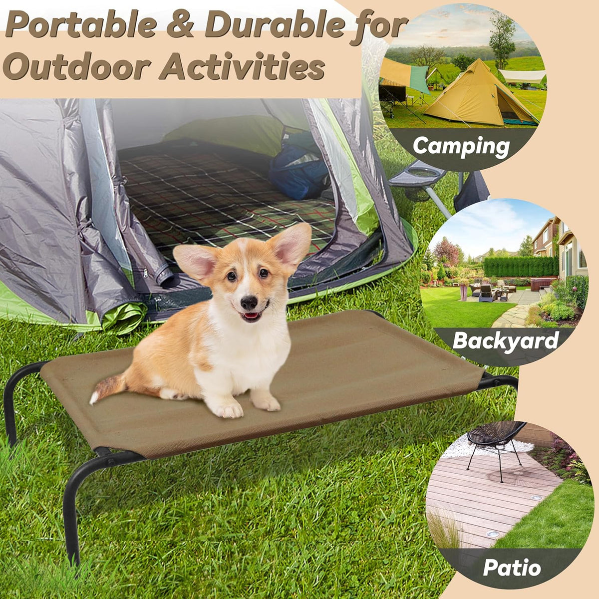 PHYEX Raised Pet Cot for Small Pets, Elevated Dog Bed with Breathable Mesh, Sturdy Steel Frame for