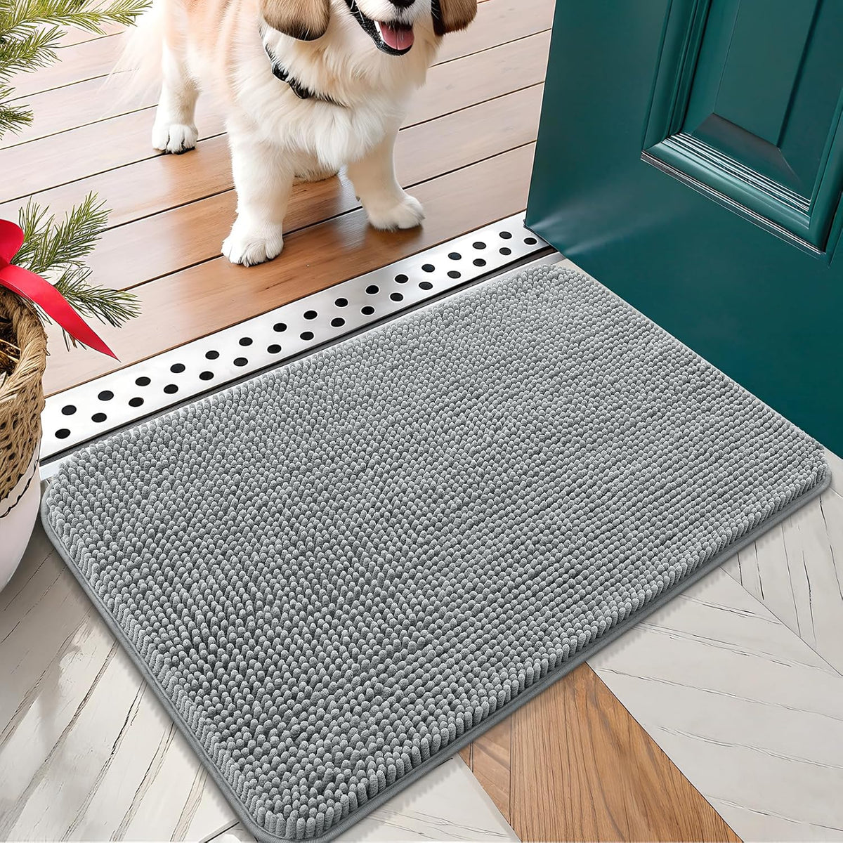OLANLY Dog Door Mat for Muddy Paws 30x17, Absorbs Moisture and Dirt, Absorbent Non-Slip Washable