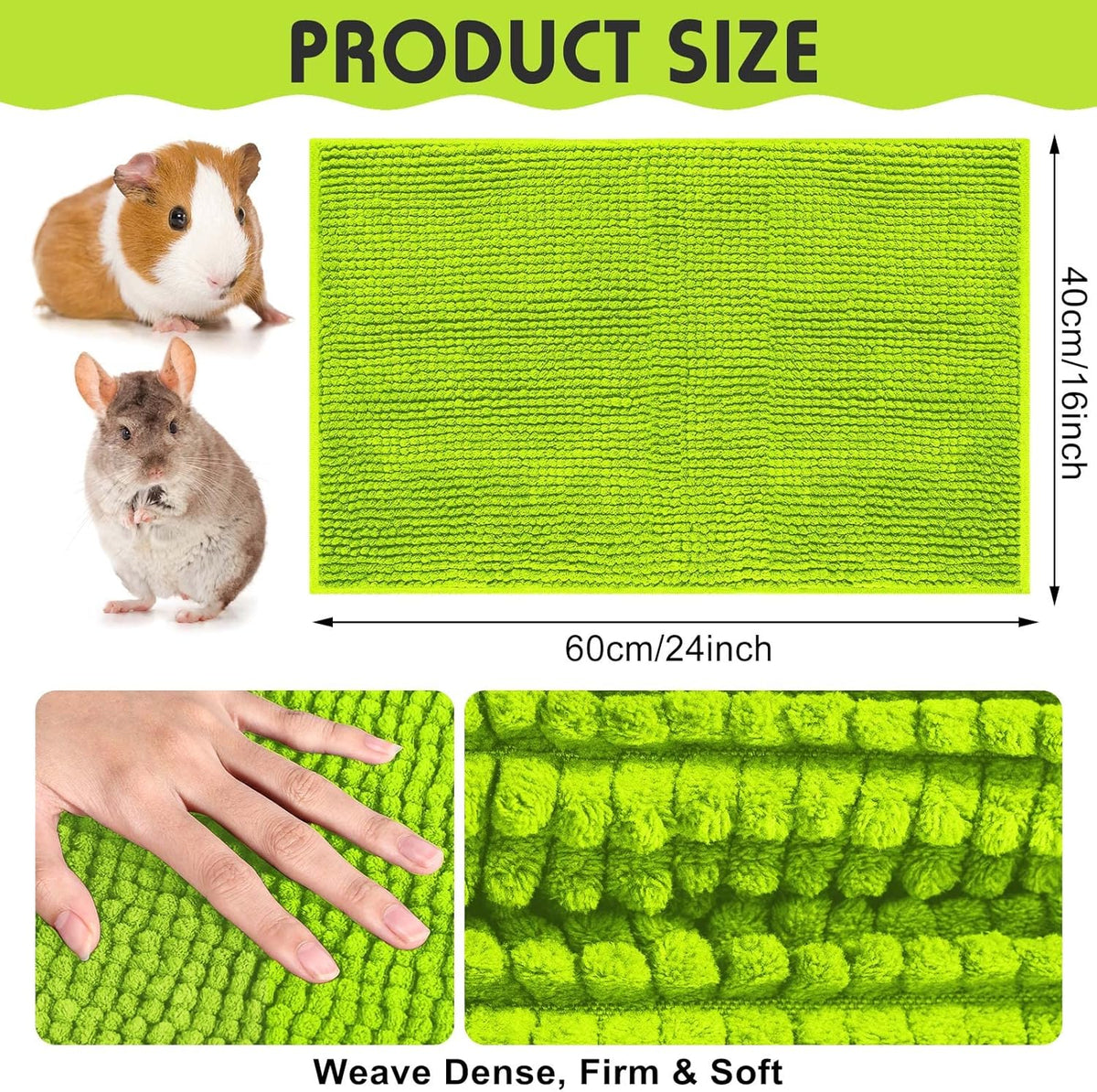 Amylove 4 Pcs Guinea Pig Cage Liner Guinea Pig Bedding Washable Fleece Pee Pads Reusable Small