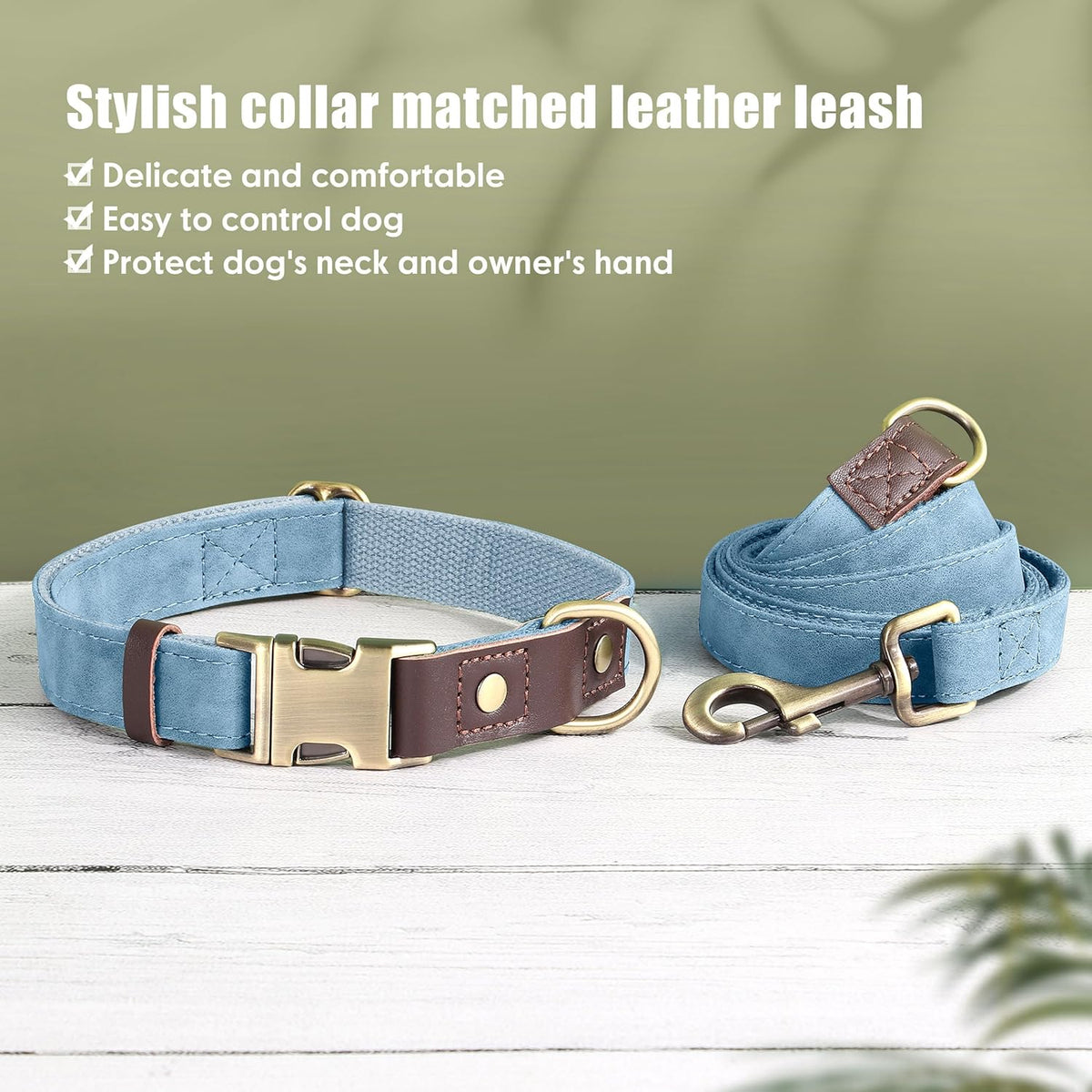 Didog Soft PU Leather Dog Collar for Large Dogs,Classic Adjustable Dog Collars with Quick Release