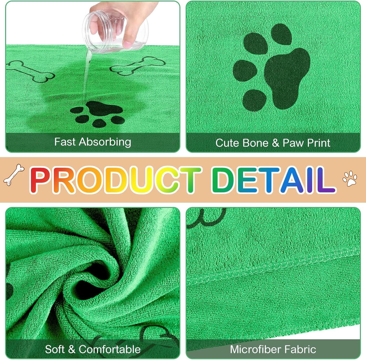 Chumia 8 Pcs Dog Towels for Drying Dogs Cats Pet Towels Bulk Puppy Microfiber Quick Drying Paw Bath