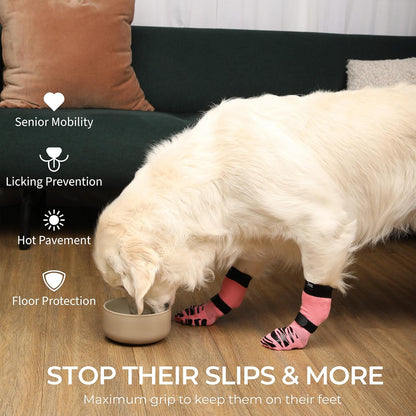 DOK TigerToes Premium Non-Slip Dog Socks for Hardwood Floors - Extra-Thick Grip That Works Even