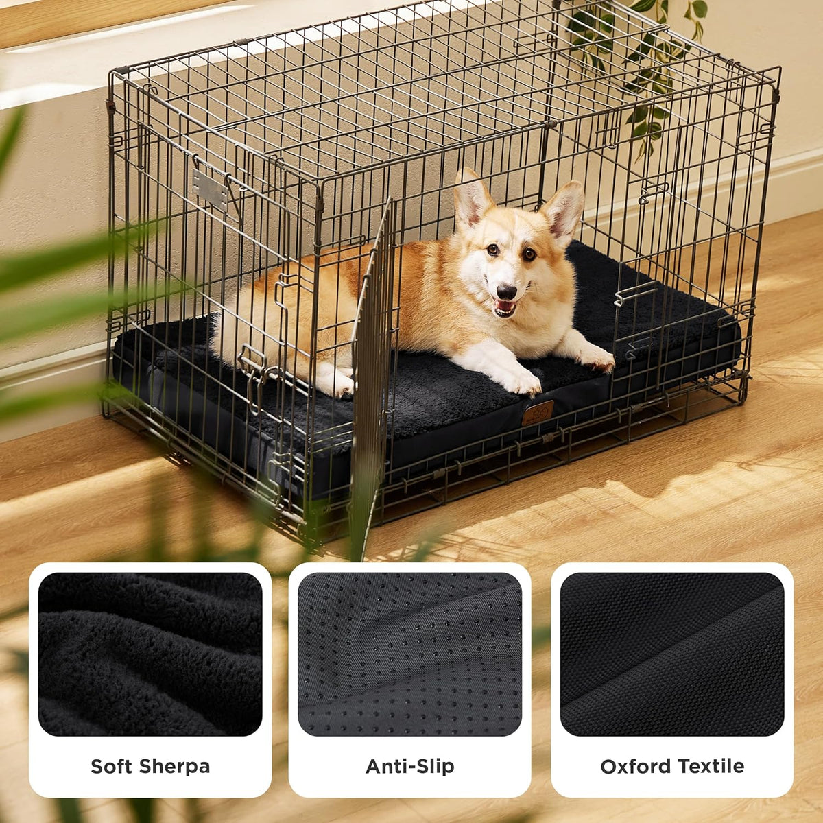 Bedsure Large Dog Bed for Crate - Orthopedic Flat Pet Beds with Removable Washable Cover, Egg Crate
