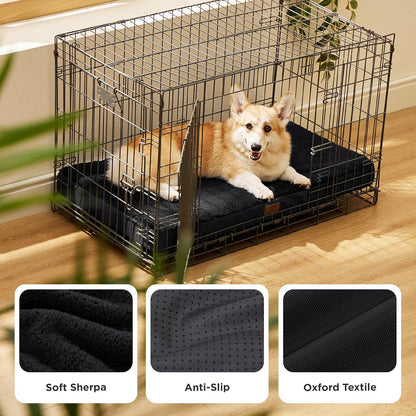 Bedsure Large Dog Bed for Crate - Orthopedic Flat Pet Beds with Removable Washable Cover, Egg Crate