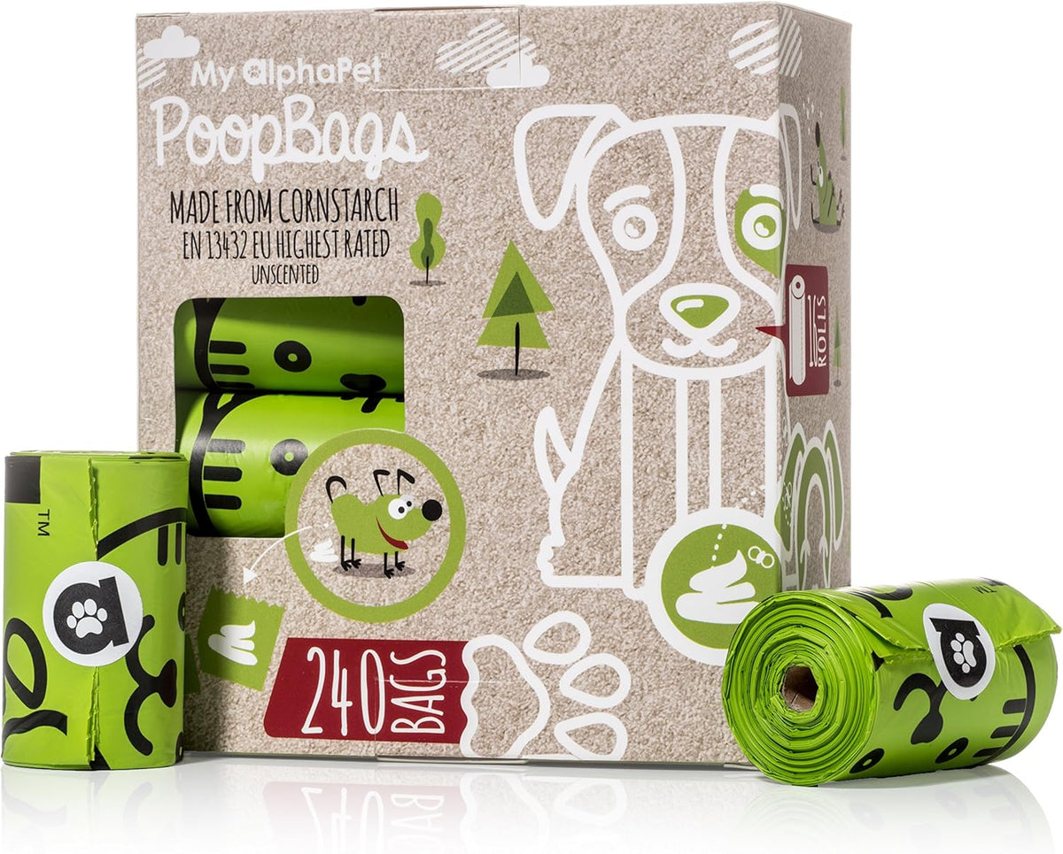 Compostable Dog Poop Bags, Cornstarch Eco-Friendly, HOME COMPOST NF T 51-800, 240 Count, Large Size