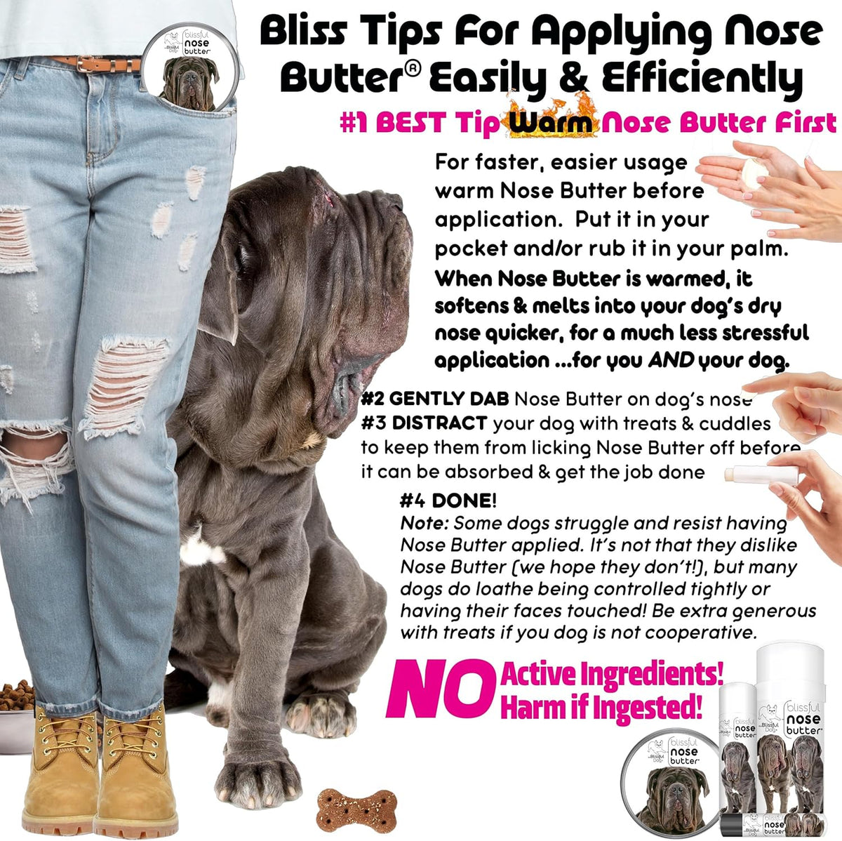 The Blissful Dog Neapolitan Mastiff Nose Butter for Dry, Cracked Skin, Lick-Safe Dog Nose Balm with