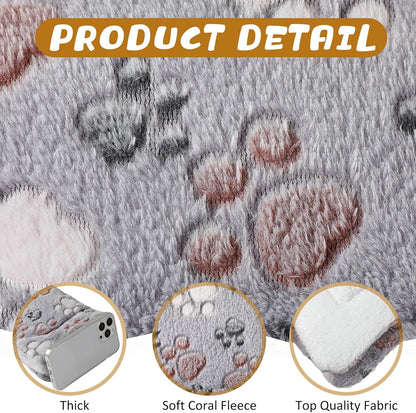 Tuanse 4 Pack Ultra Soft Dog Cat Bed Mat with Cute Prints Reversible Fleece Dog Crate Kennel Pad