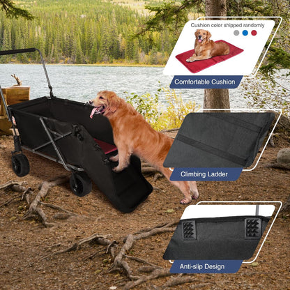 REDCAMP Folding Dog Wagon Cart with Extendable Rear End Heavy Duty, 220L Large Collapsible Utility