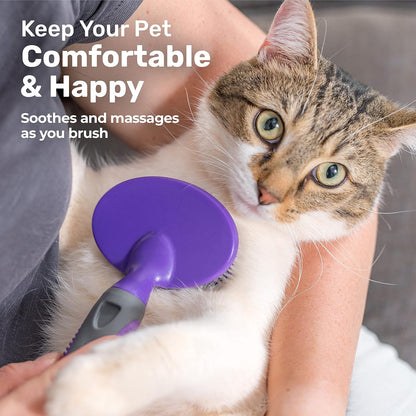 Hertzko Dog Brush - Soft Pin Bristle Pet Brush for Dogs and Cats - Remove Fur, Loose Hair - Comb