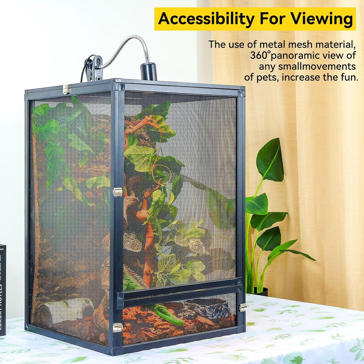 33 Gallon 360° Panoramic Foldable Reptile Terrarium Kit: Crested Gecko Tank and Reptile Cage for