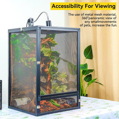 33 Gallon 360° Panoramic Foldable Reptile Terrarium Kit: Crested Gecko Tank and Reptile Cage for