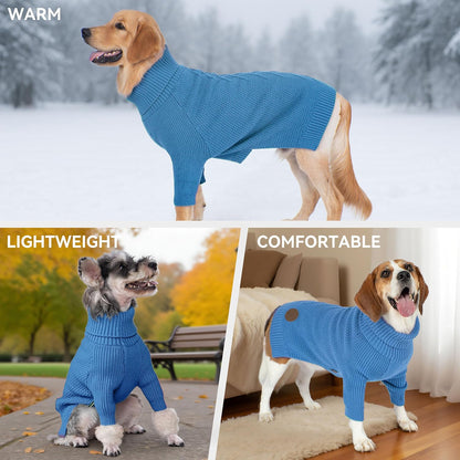 cyeollo Dog Sweaters for Medium Dogs Boy, Stretchy Warm Turtleneck Doggy Clothes for Fall Winter
