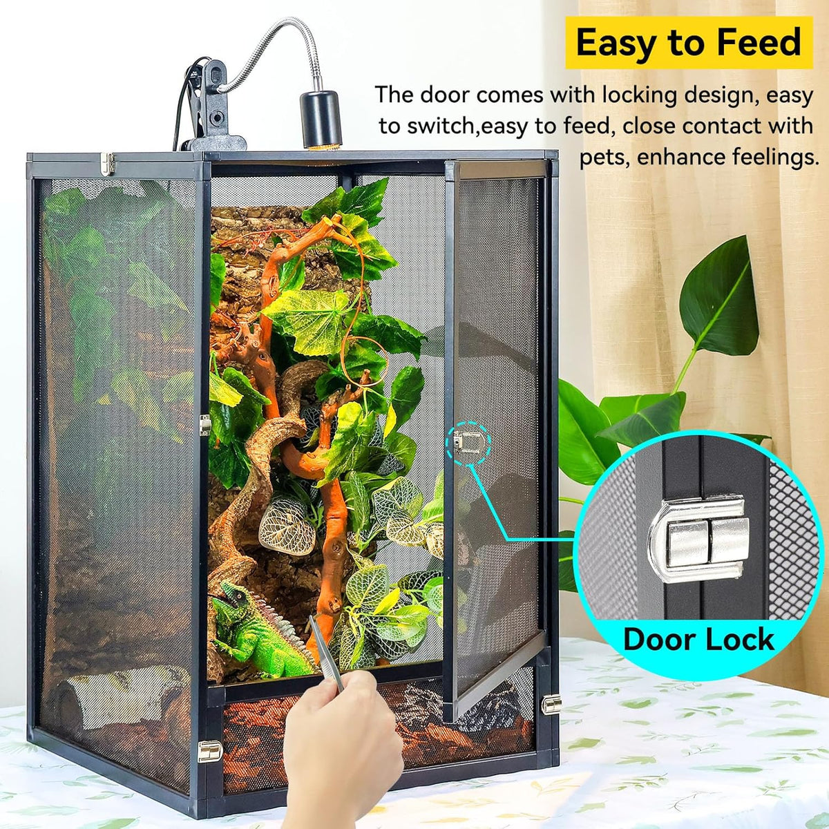 33 Gallon 360° Panoramic Foldable Reptile Terrarium Kit: Crested Gecko Tank and Reptile Cage for