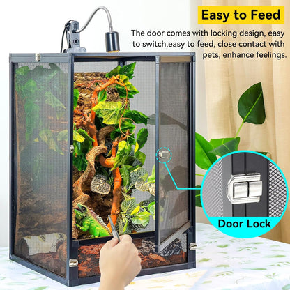 33 Gallon 360° Panoramic Foldable Reptile Terrarium Kit: Crested Gecko Tank and Reptile Cage for