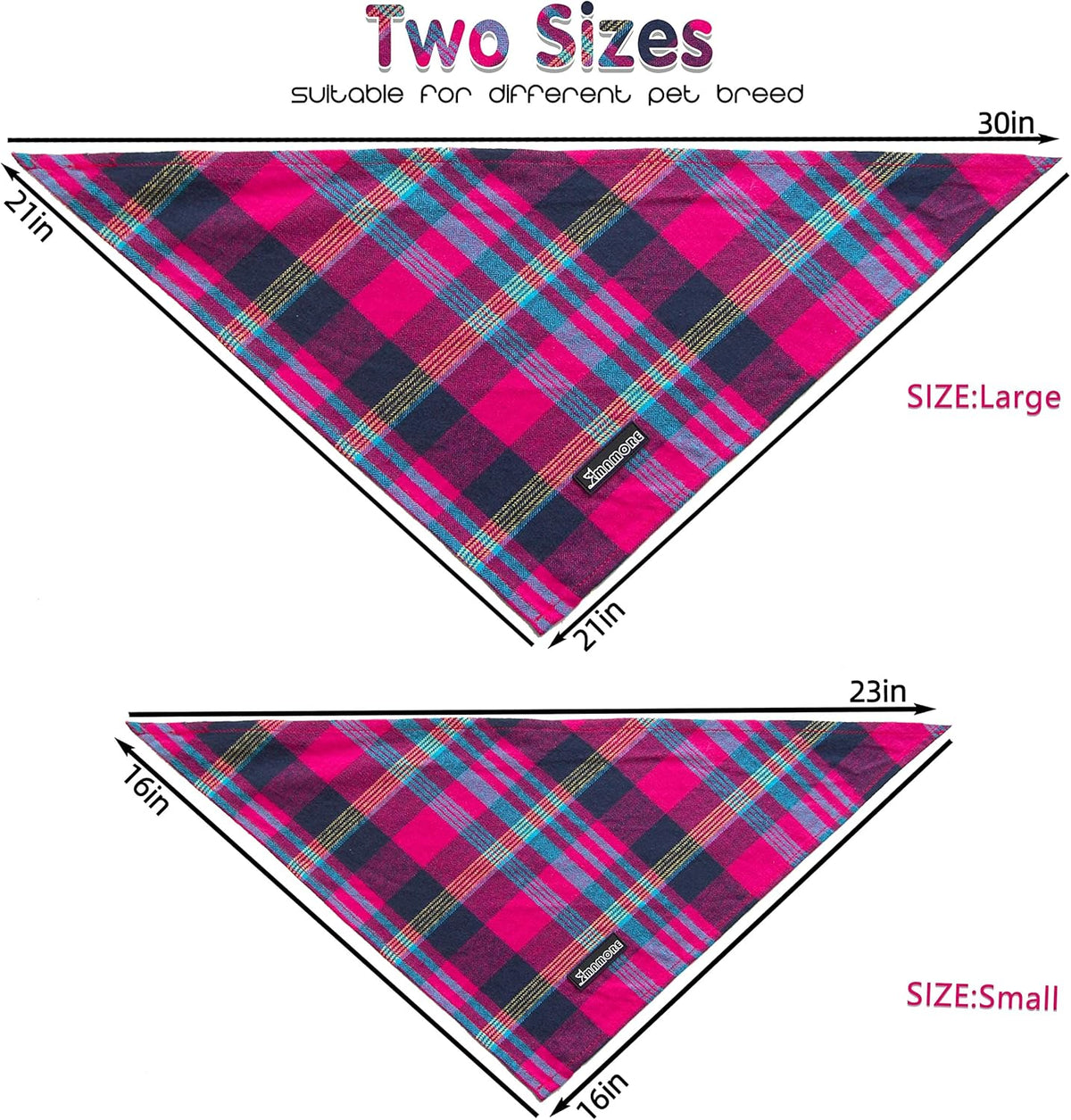 Adjustable Plaid Dog Bandanas,1PC Soft Washable Cotton Triangle Bib Kerchief Scarfs for Small