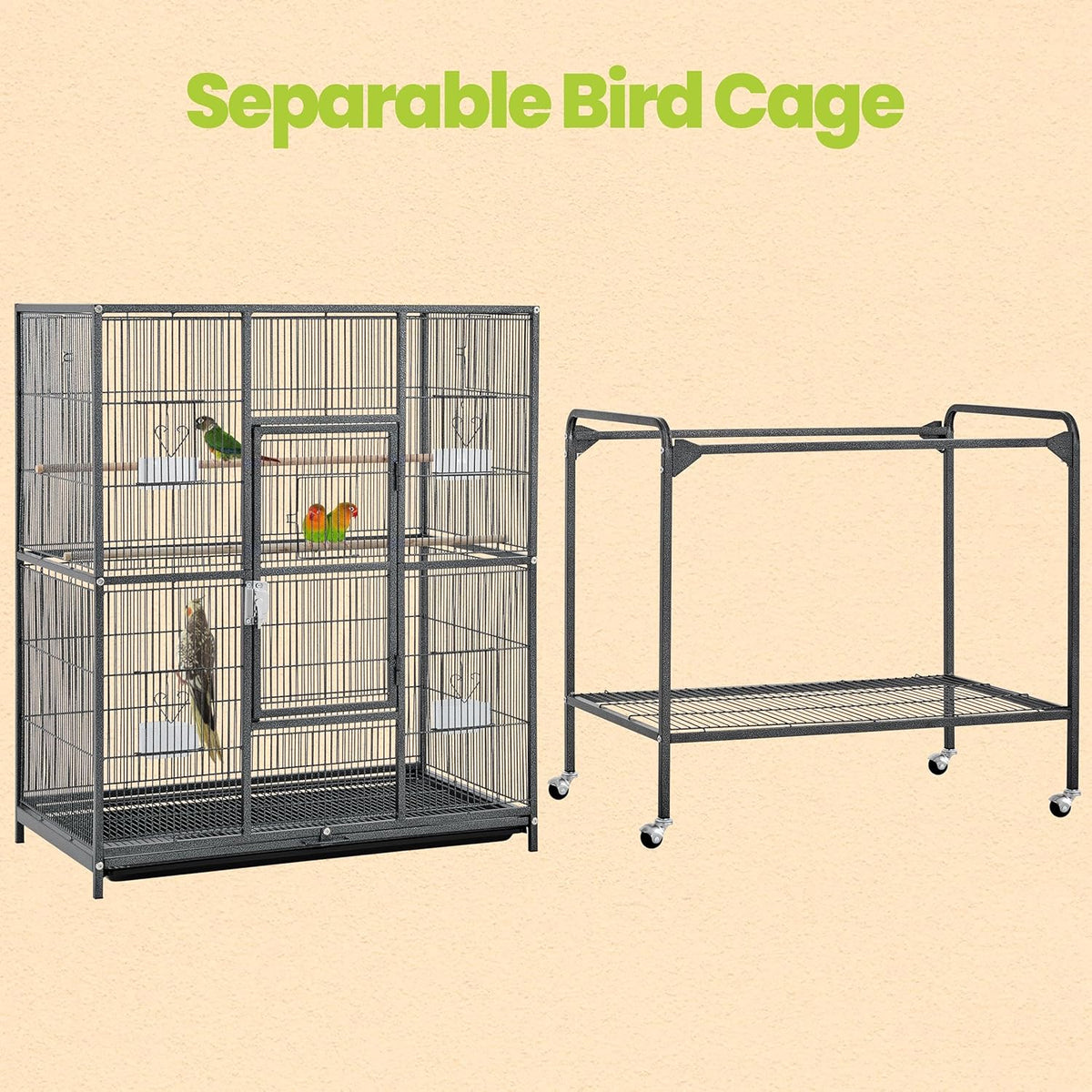 Yaheetech 63'' Detachable Parrot Cage for Cockatiel Sun Parakeet Green Cheek Conure Lovebird Budgie