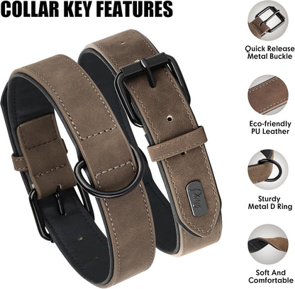 Didog Soft Padded PU Leather Dog Collar, Breathable and Adjustable Dog Collars for Small Dogs