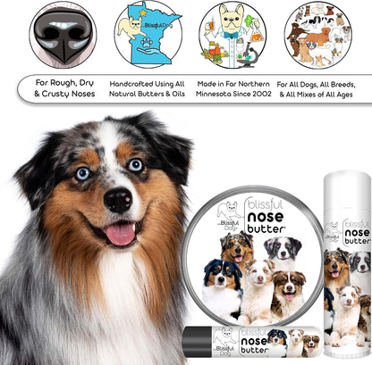 The Blissful Dog Australian Shepherd Nose Butter for Dry, Cracked Skin, Lick-Safe Dog Nose Balm