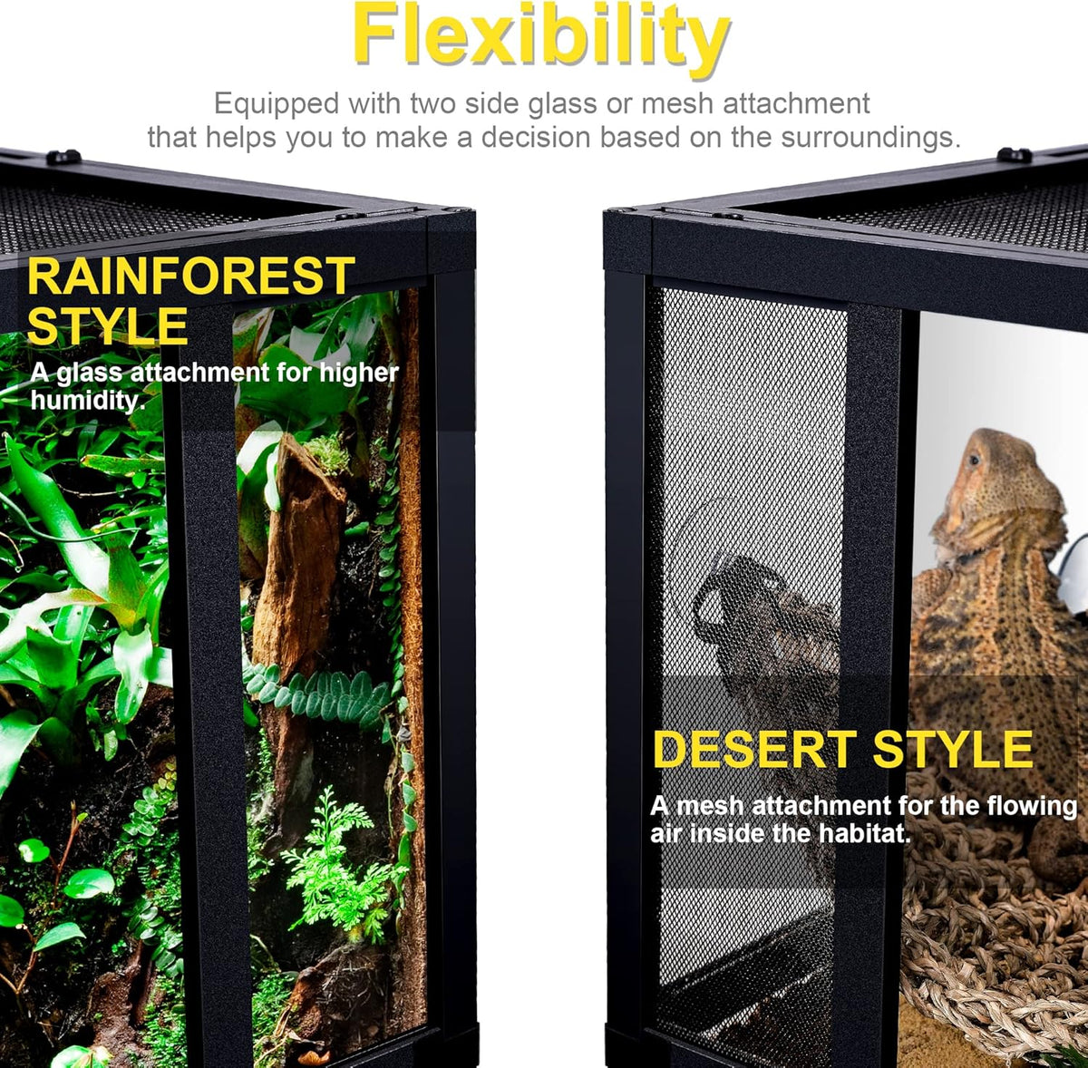43 Gallon Professional Glass Terrarium 24"x18"x24" Durable Reptile Habitat Tank with Heat Resistant